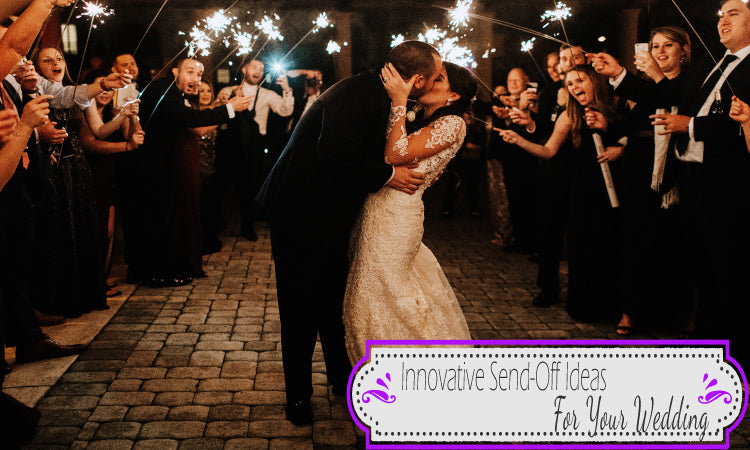 Epic Wedding Send Off with Glow Sticks Thrown at Bride and Groom 